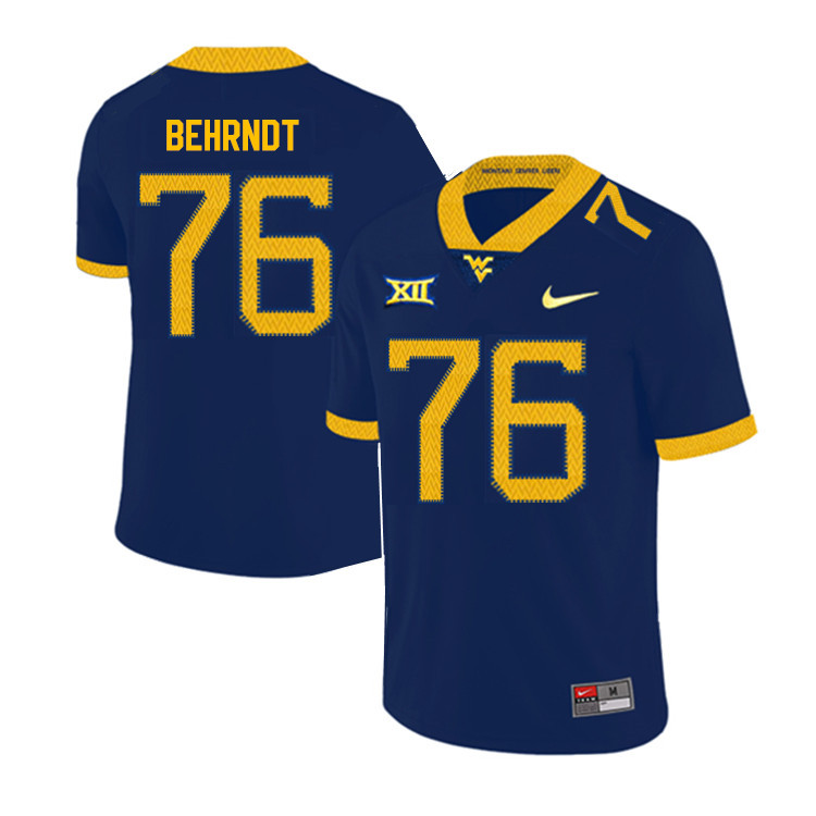 2019 Men #76 Chase Behrndt West Virginia Mountaineers College Football Jerseys Sale-Navy